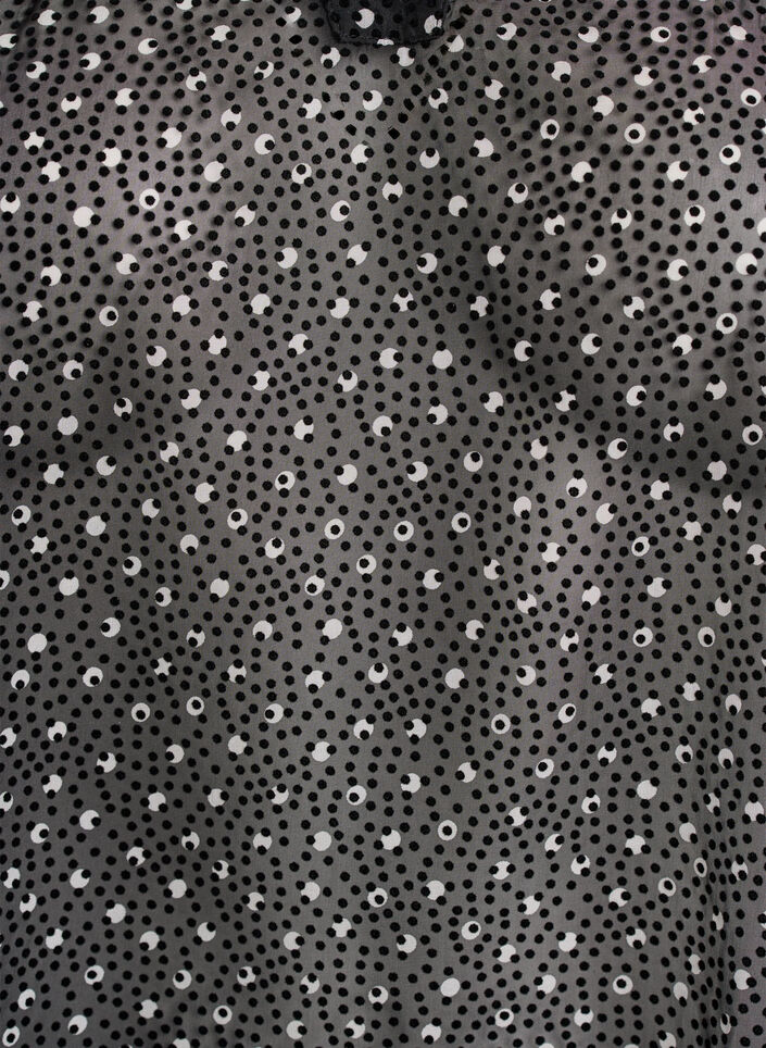 Chiffontunika mit Samtpunkte-Muster, Schwarz, Packshot image number 2