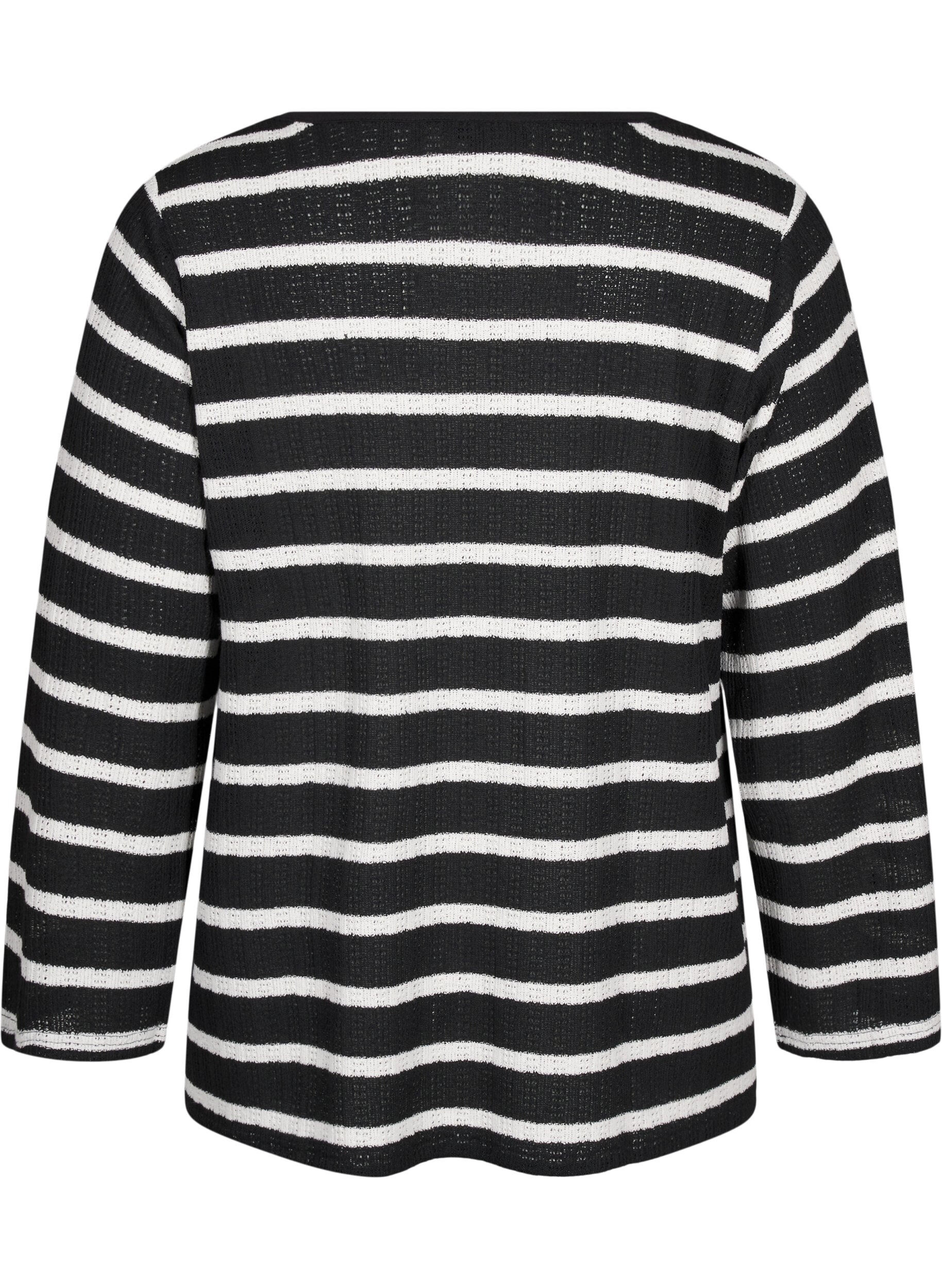 ZizziStrickjacke mit Bindeb&auml;ndchen, Black White stripe, Packshot image number 1