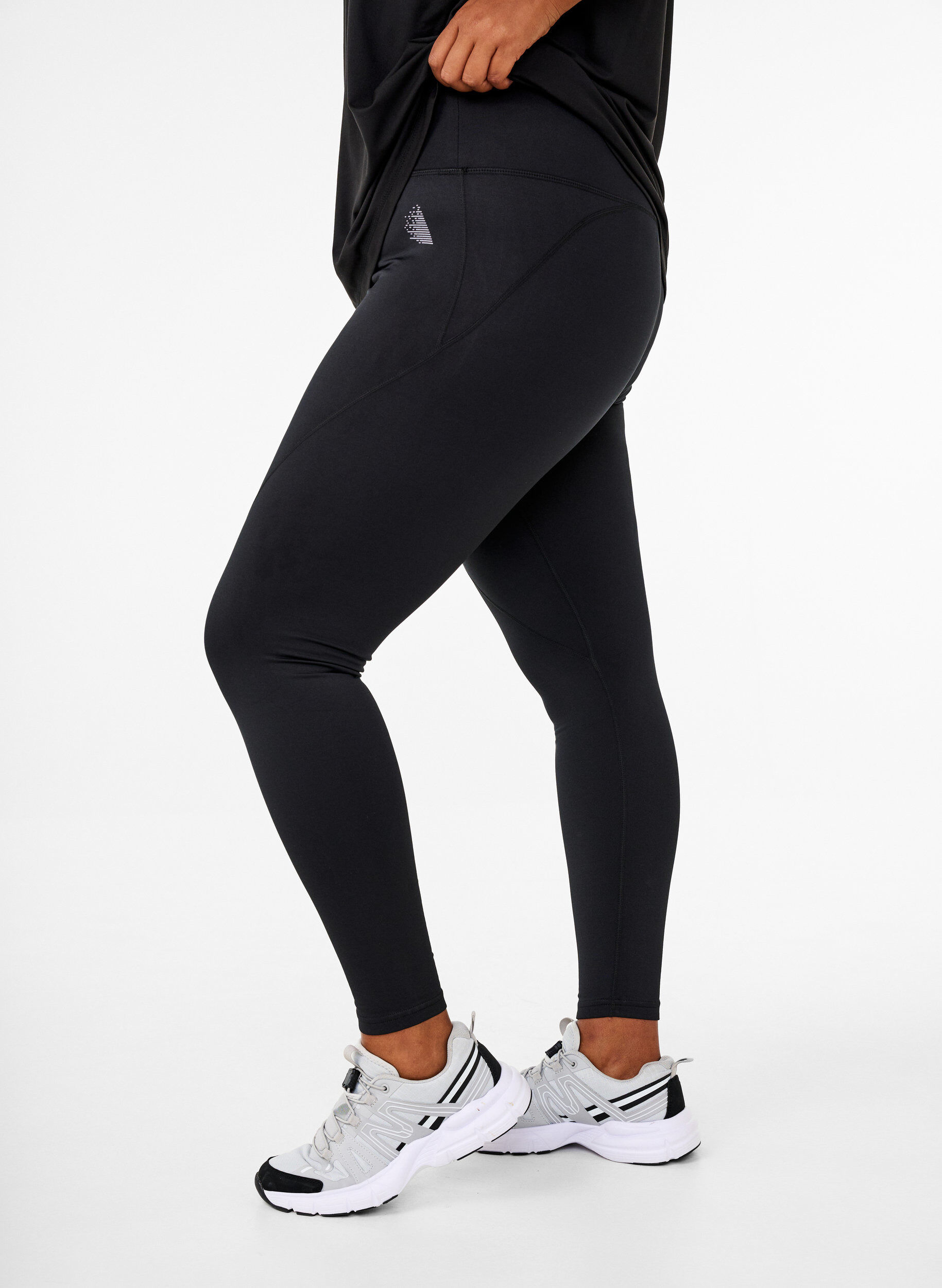 Trainingstights mit Fleecefutter, Schwarz, Model