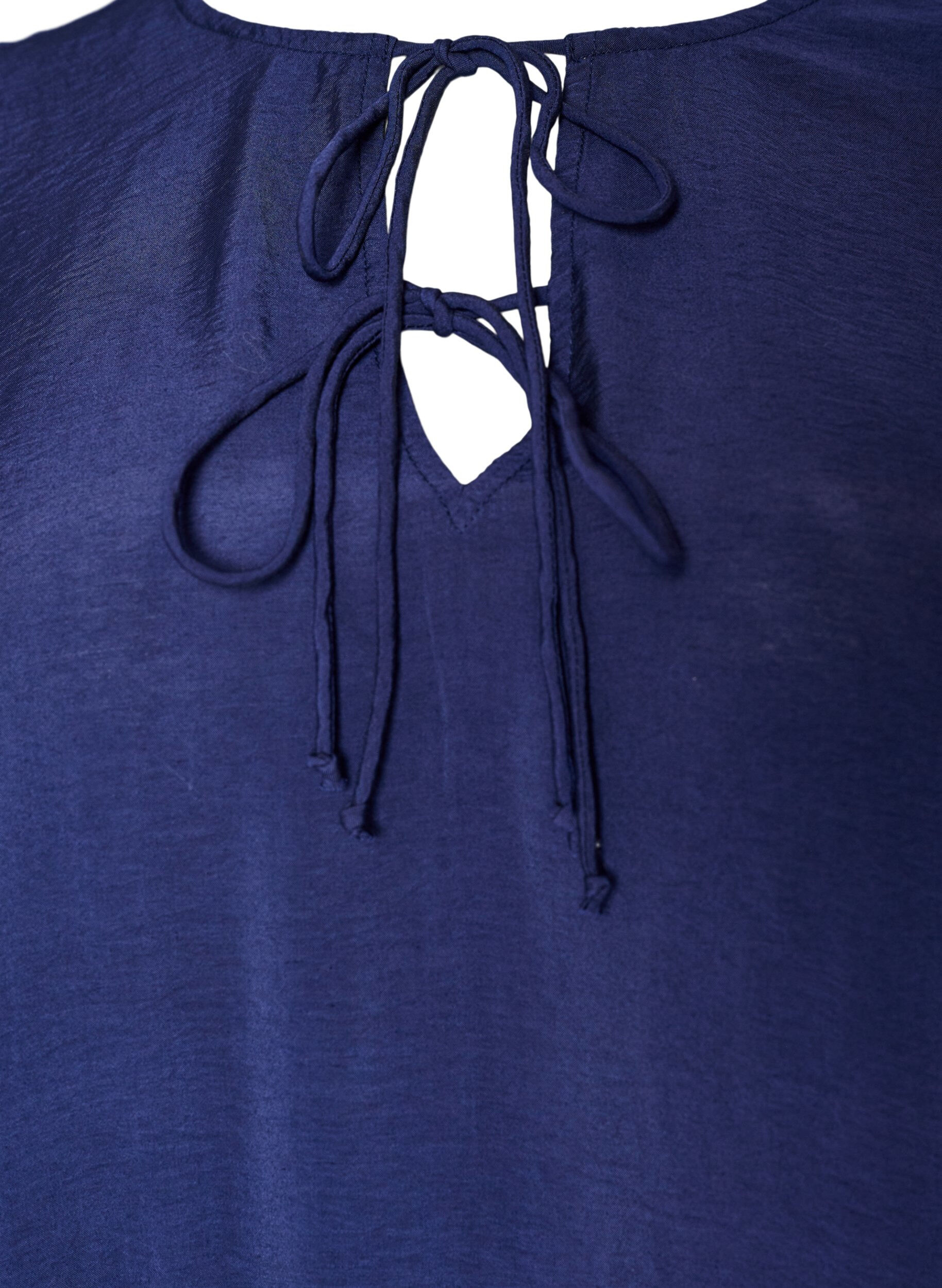 ZizziViskosekleid mit R&uuml;schen und Bindeb&auml;ndern, Blau, Packshot image number 2