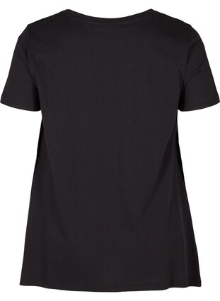Kurzarm T-Shirt aus Baumwolle mit A-Linie, Black STAR, Packshot image number 1