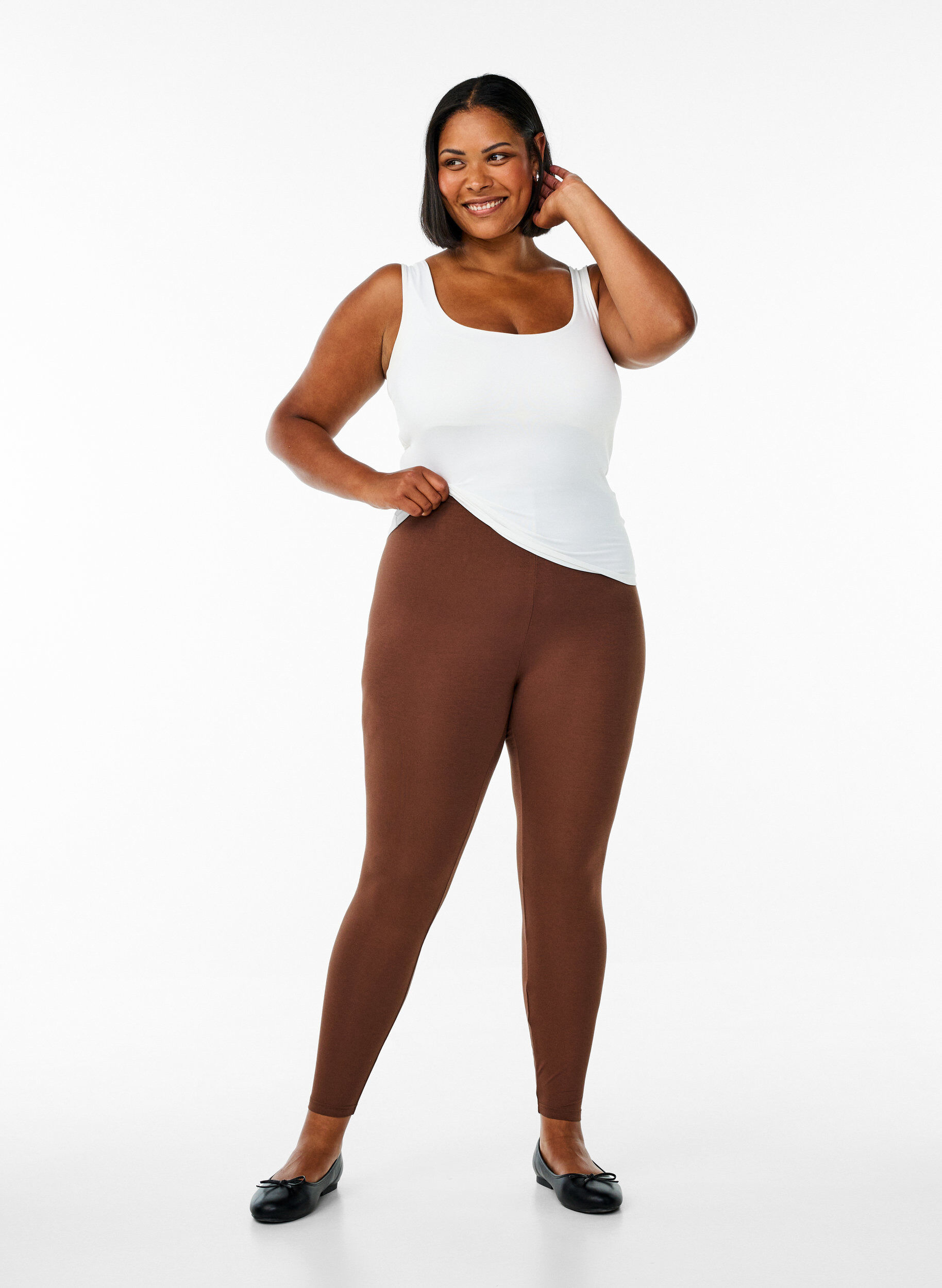 ZizziBasic Leggings aus Viskose, Braun, Model image number 1