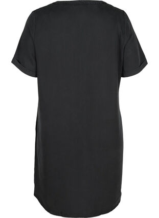 Kurzarm Kleid mit V-Ausschnitt, Black, Packshot image number 1
