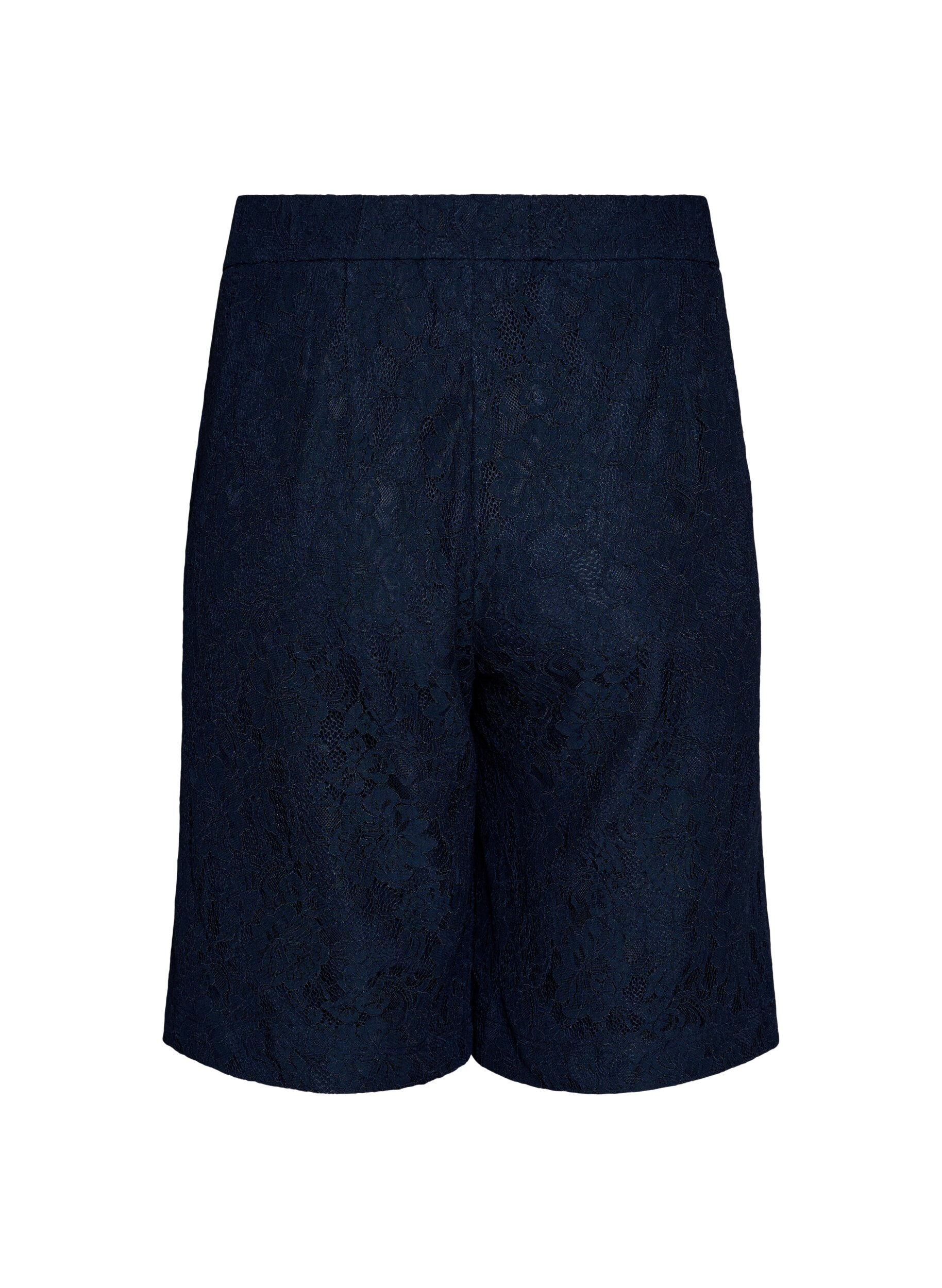 ZizziHoch taillierte Bermudashorts aus Spitze, Blau, Packshot image number 1