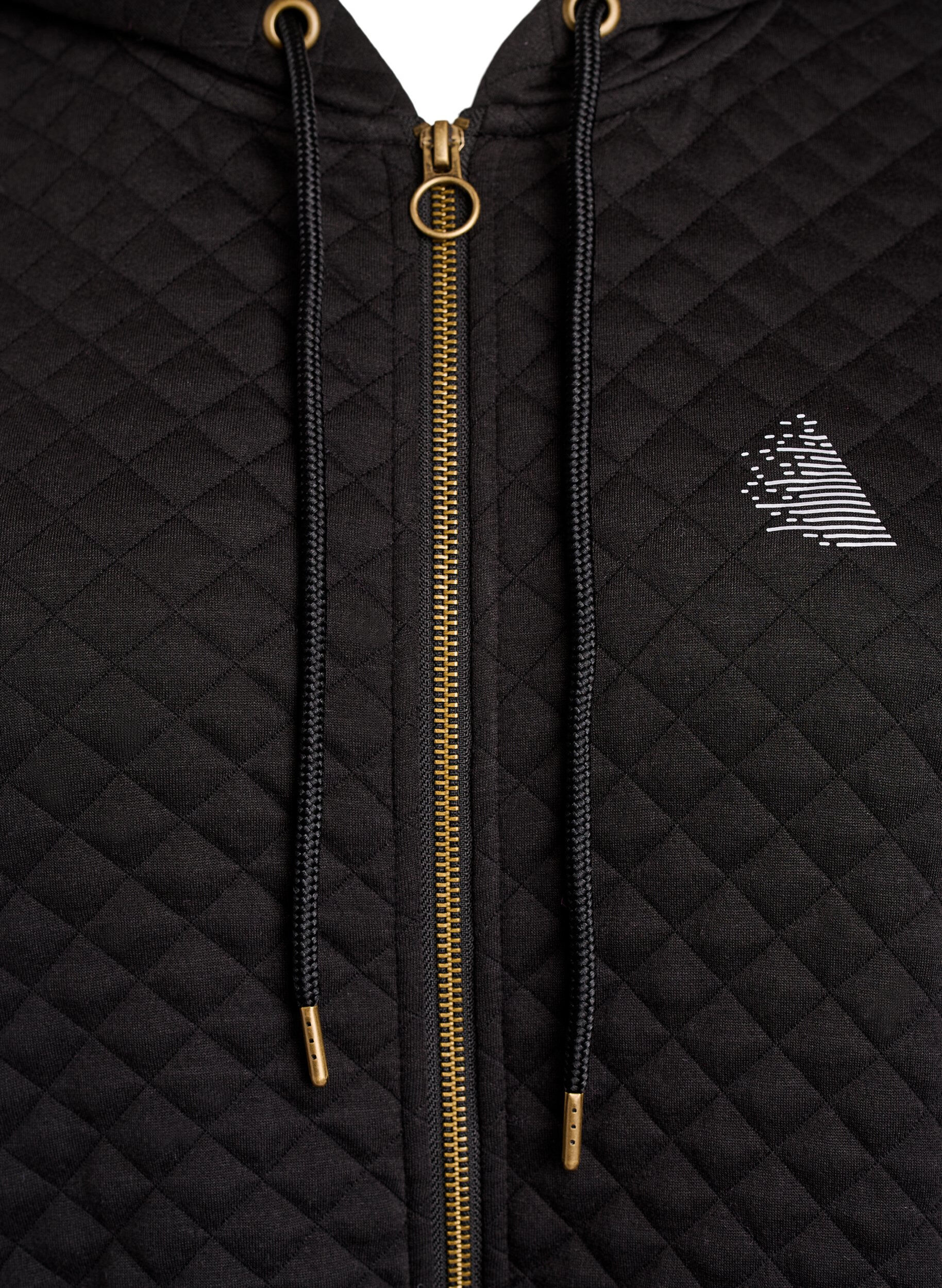 ZizziLange gesteppte Kapuzenjacke mit Rei&szlig;verschluss und Taschen, Schwarz, Packshot image number 2