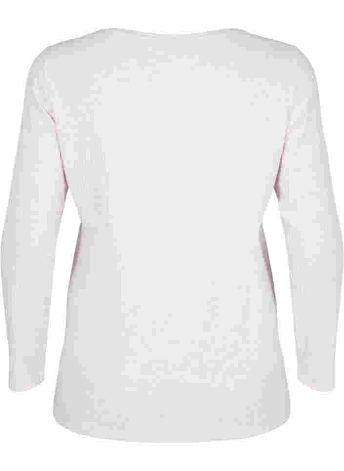 Langärmelige Bluse aus Rippstrick, Natural Mélange, Packshot image number 1