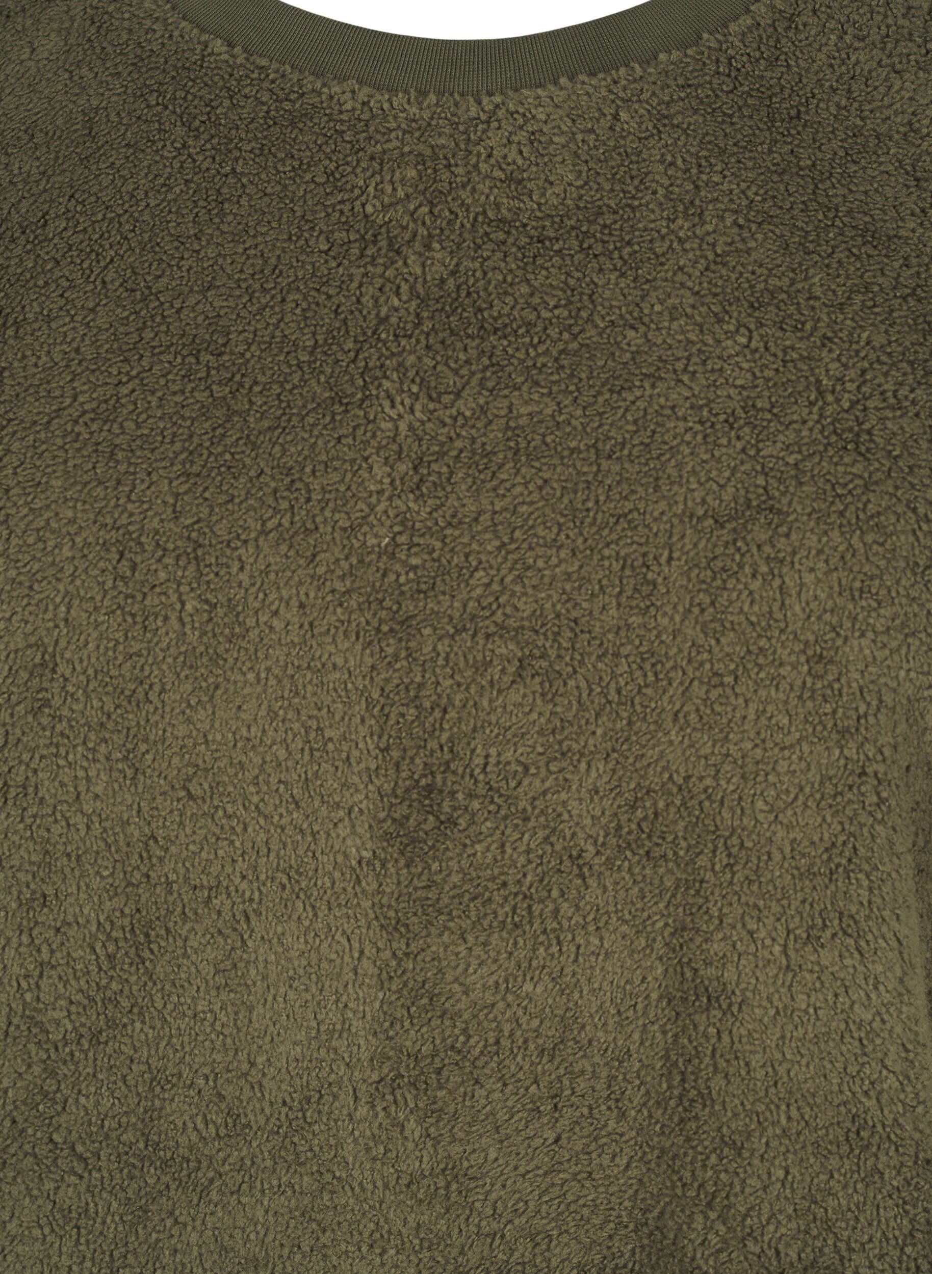 ZizziLockere Teddy-Bluse mit Rundhalsausschnitt, Forest Night, Packshot image number 2