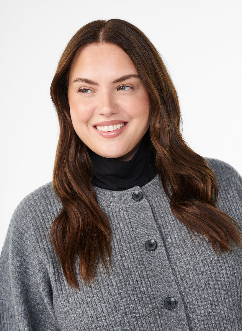 Gekürztes Jerseytop mit hohem Kragen, Schwarz, Model image number 0