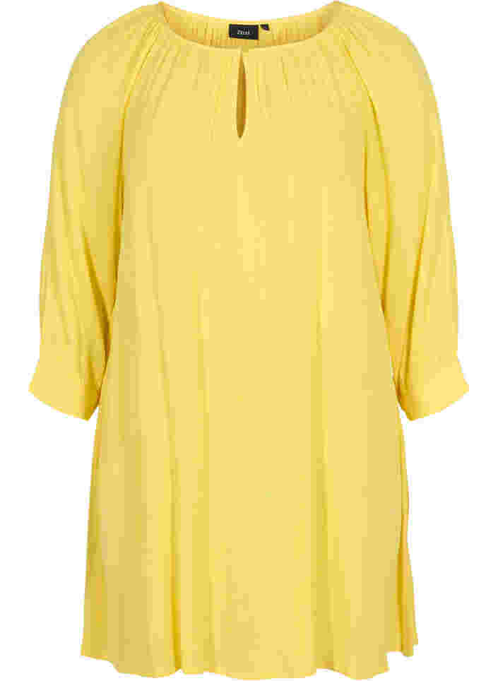 Tunika aus Viskose mit 3/4-Ärmeln, Primrose Yellow, Packshot image number 0