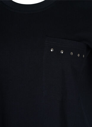 Langes T-Shirt aus Baumwolle mit Nieten, Black, Packshot image number 2