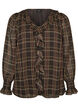 Bluse mit Karomuster und R&uuml;schendetails, Gr&uuml;n, Packshot image number 0