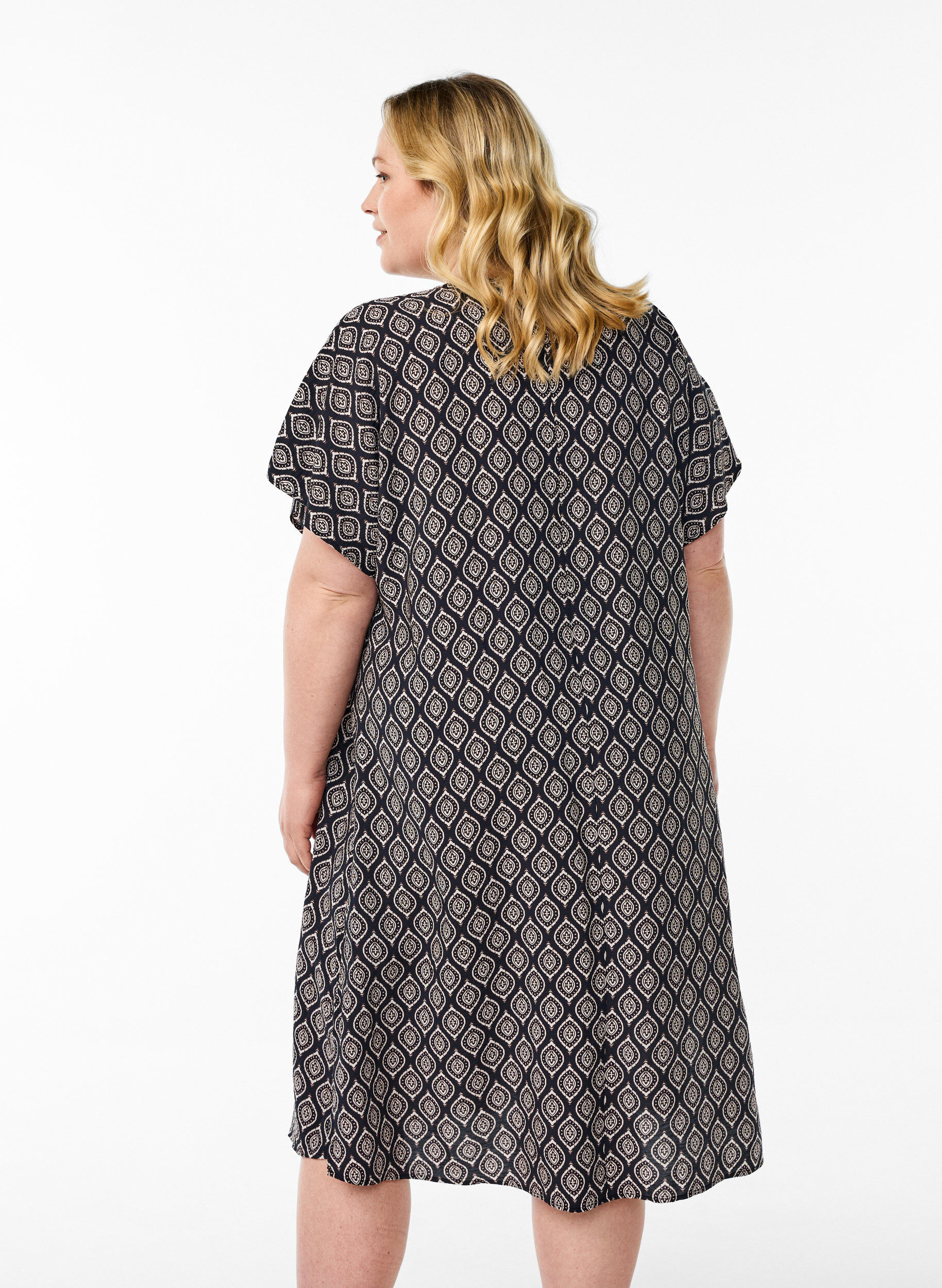 ZizziKleid aus Viskose mit V-Ausschnitt, Blau, Model image number 2