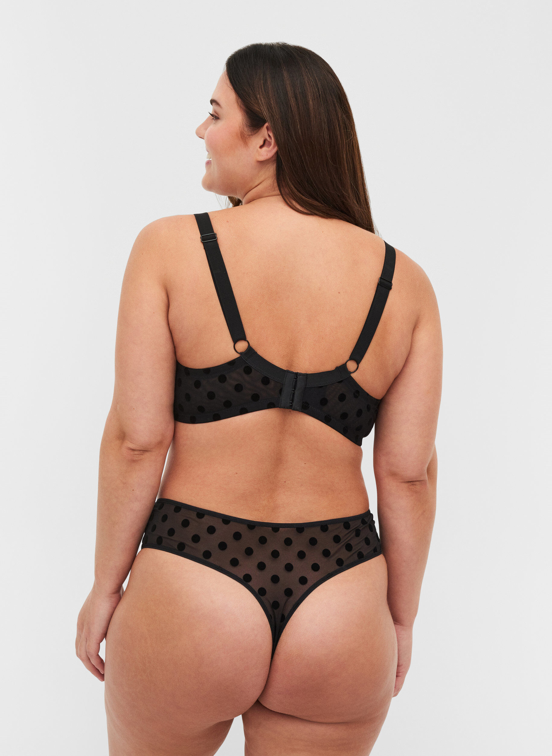 Zizzi2er-Pack G-String aus Mesh mit Punkten, Black, Model image number 1