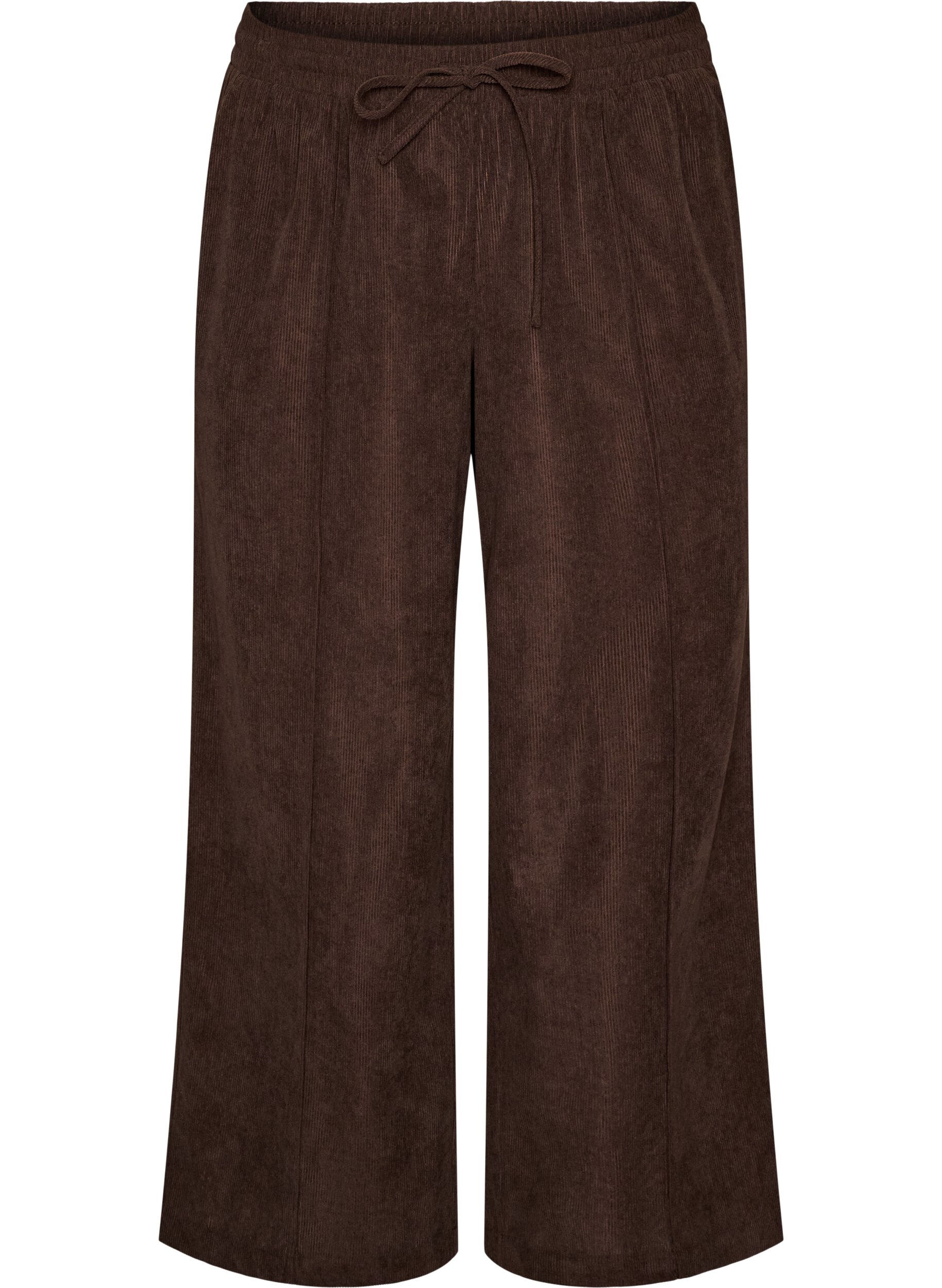 ZizziCordhose mit weitem Bein und hoher Taille, Braun, Packshot image number 0