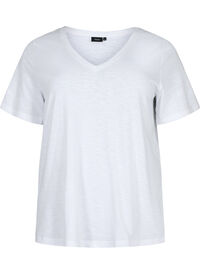 Kurzärmeliges Basic T-Shirt mit V-Ausschnitt
