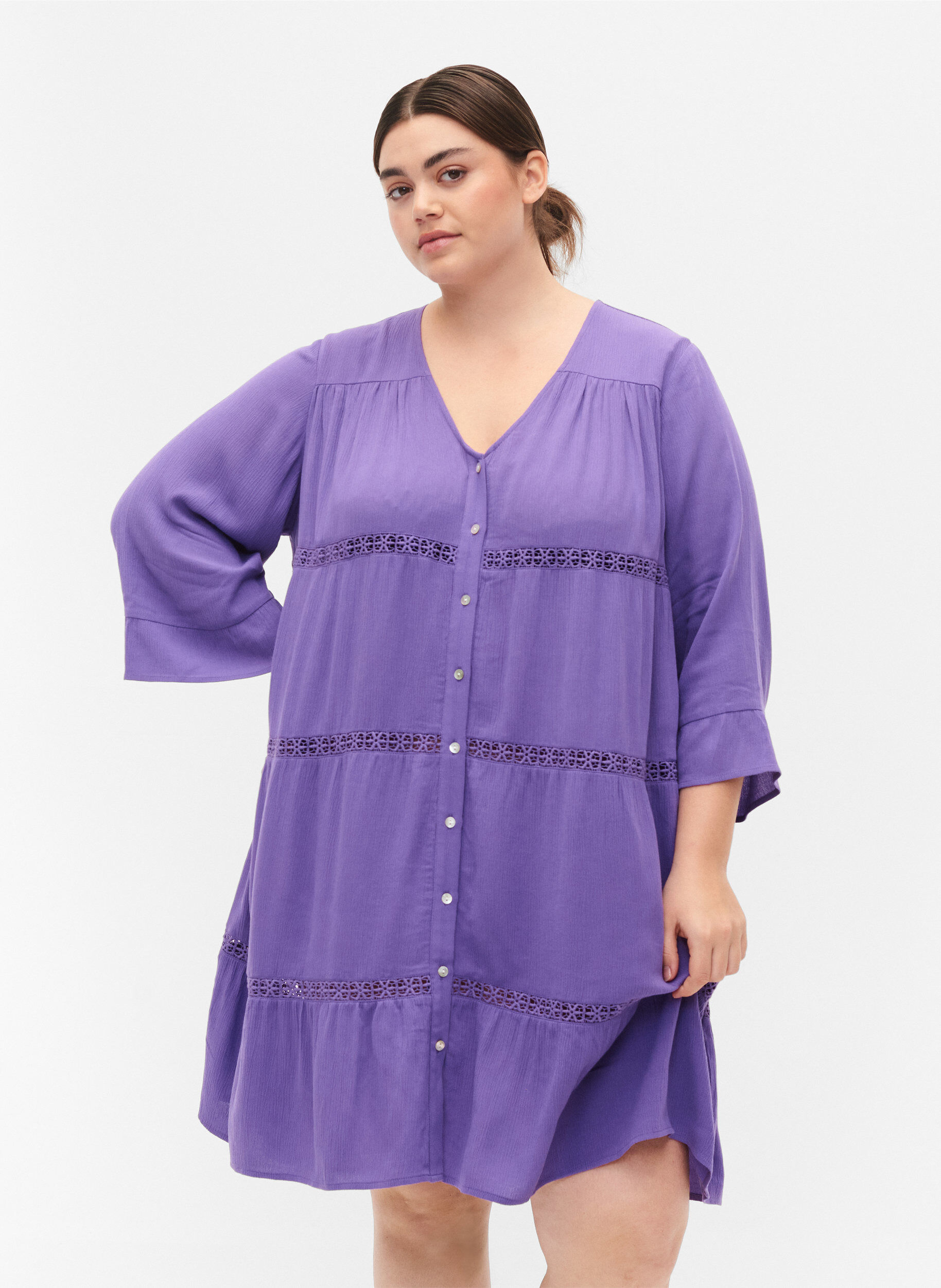 ZizziViskose Strandkleid, Royal Lilac, Model image number 0