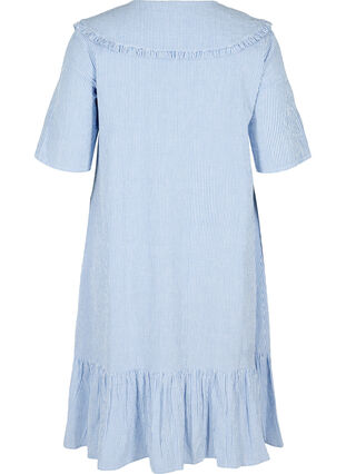Kurzarm Kleid aus Baumwolle mit Streifen, Blue Stripe, Packshot image number 1