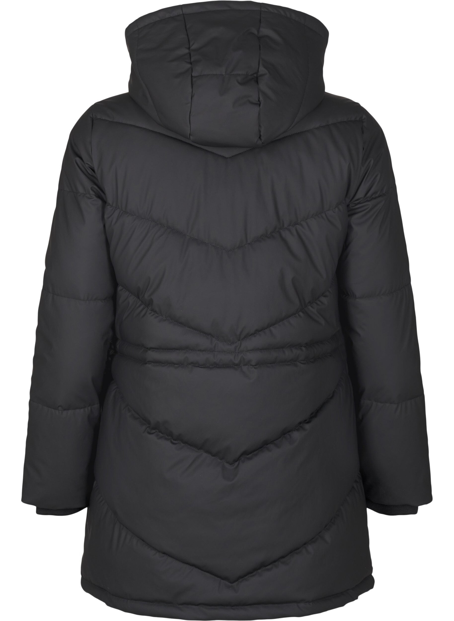 ZizziWasserabweisende Steckenjacke mit Kapuze, Schwarz, Packshot image number 1