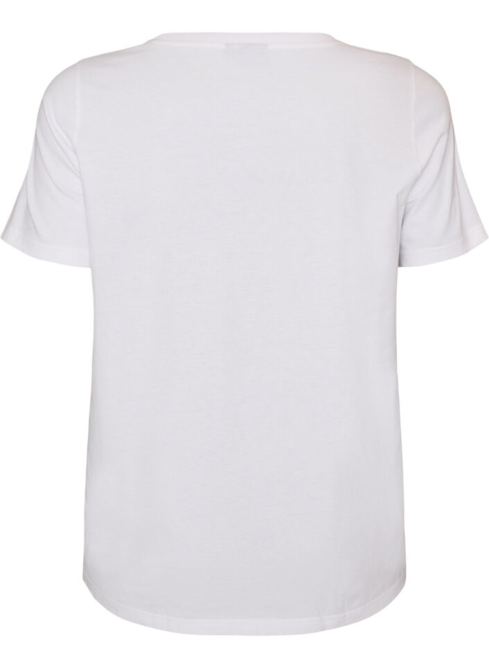 T-Shirt aus Baumwolle mit Brustprint, Wei&szlig;, Packshot image number 1
