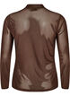 Enganliegende Mesh-Bluse mit langen &Auml;rmeln, Braun, Packshot image number 1