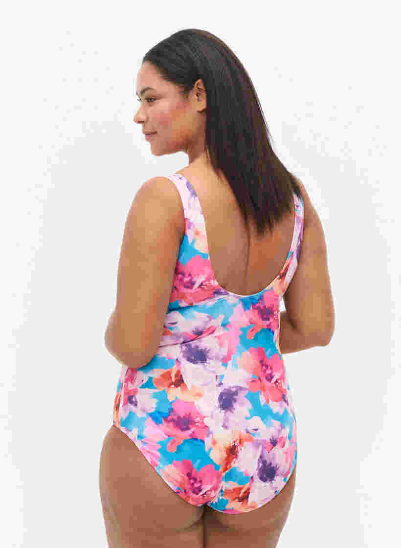 Badeanzug mit Druck, Pink Flower, Model image number 1