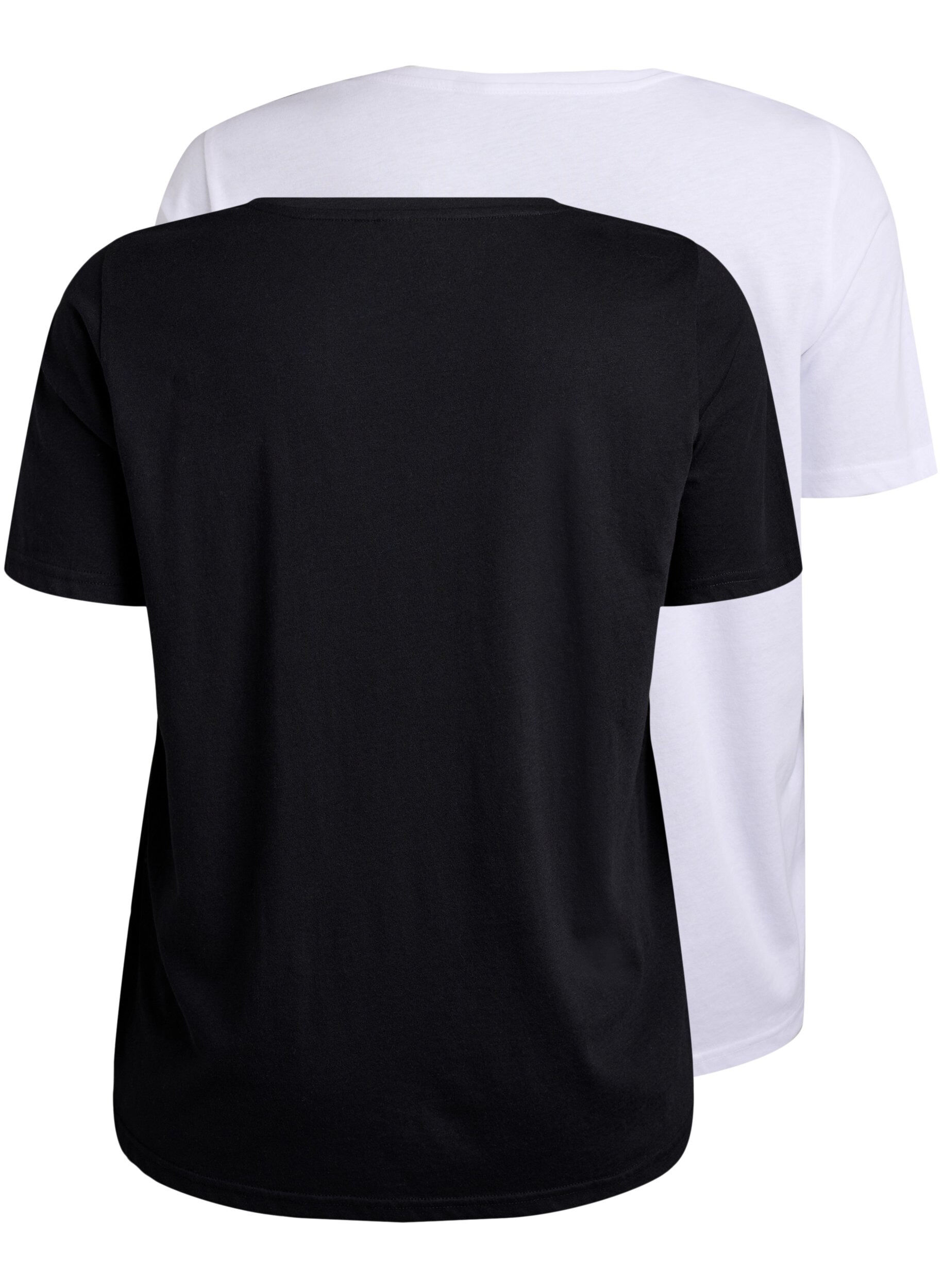 ZizziFLASH - 2er-Pack T-Shirts mit V-Ausschnitt, Black/White, Packshot image number 1
