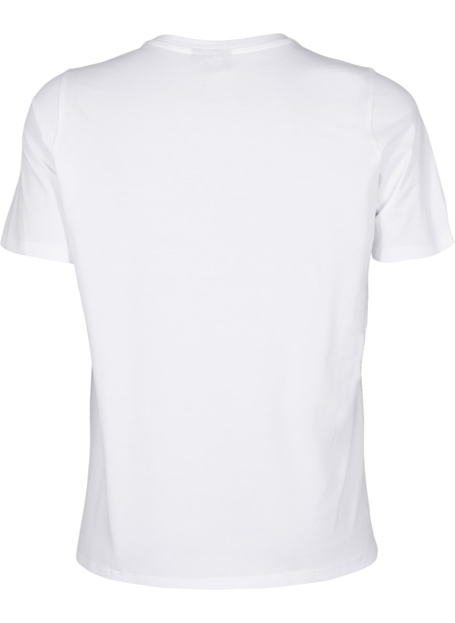 ZizziT-Shirt mit Rundhalsausschnitt und Strasssteinen, Bright White, Packshot image number 1