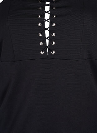 Eng anliegendes Kleid mit Schnürdetails, Black, Packshot image number 2