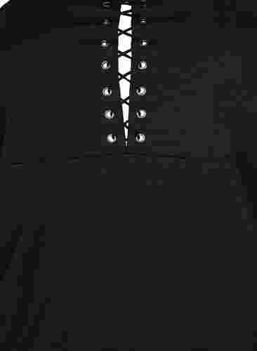 Eng anliegendes Kleid mit Schnürdetails, Black, Packshot image number 2