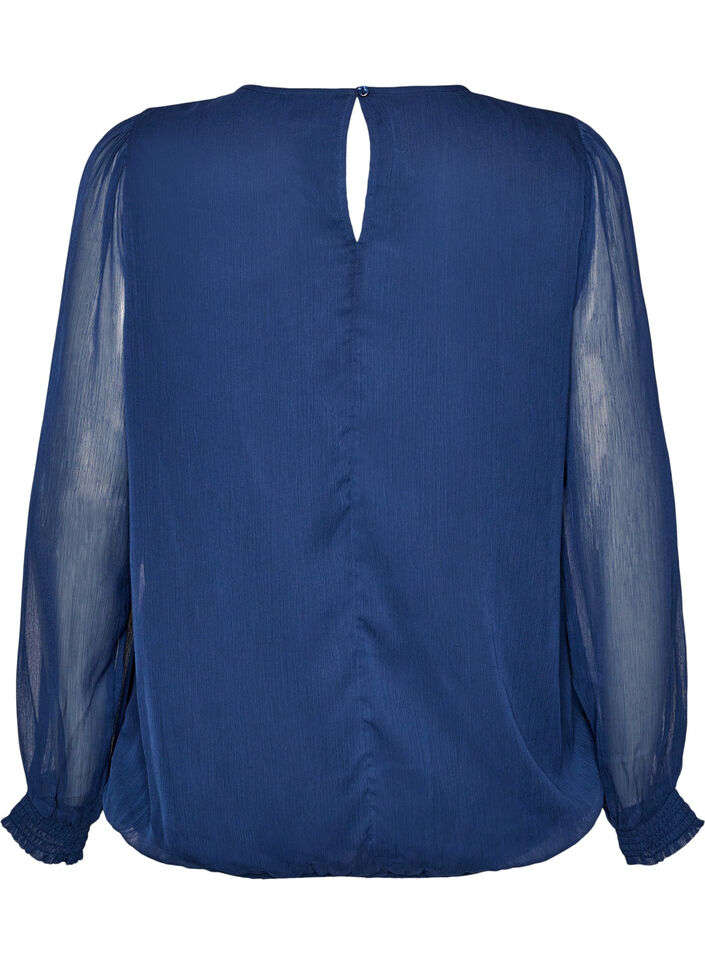 Bluse aus Chiffon mit transparenten &Auml;rmeln, Blau, Packshot image number 1