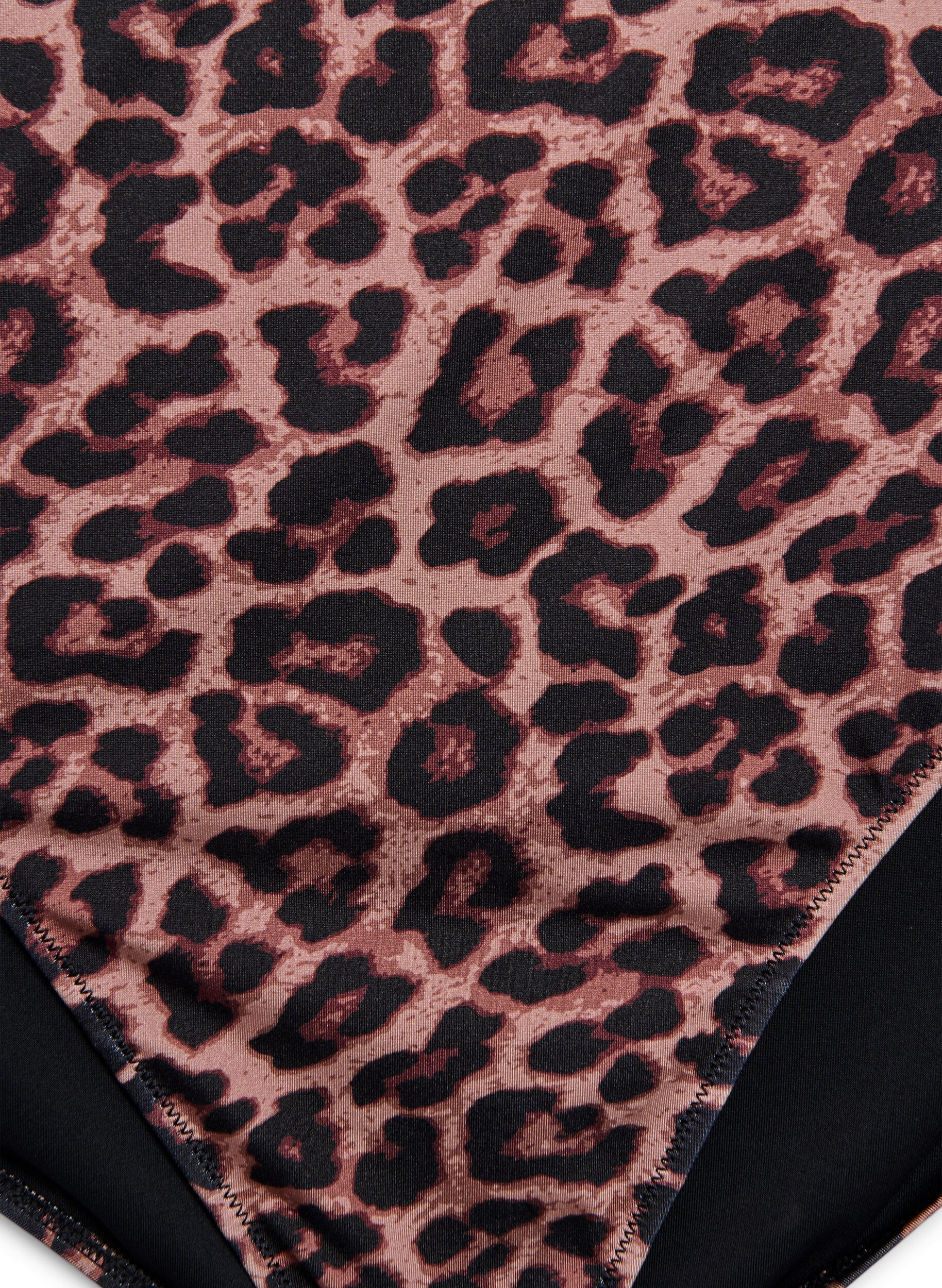 ZizziLeopard Bikinihose mit hoher Taille, Braun, Packshot image number 2