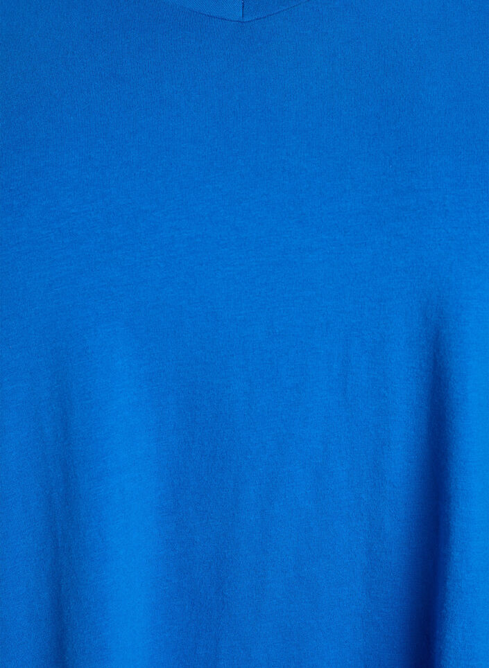 Einfarbiges Basic-T-Shirt aus Baumwolle, Blau, Packshot image number 2