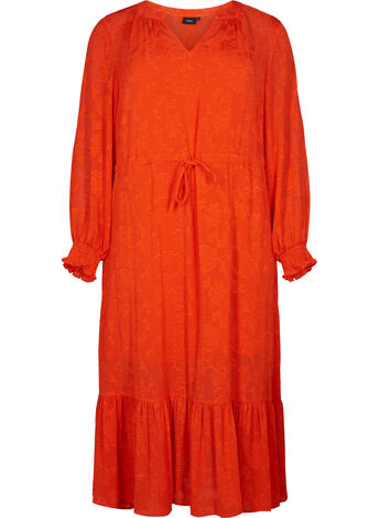 Langärmliges Midi-Kleid im Jacquard-Look