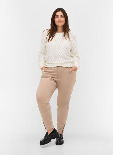 Cropped Amy Jeans mit Knöpfen, Oxford Tan, Model image number 0