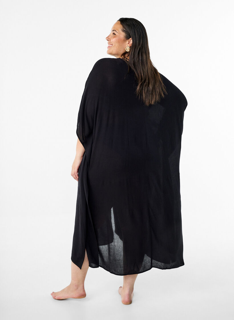 Kaftan-Strandkleid mit Kn&ouml;pfen, Schwarz, Model image number 1