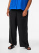 Hose aus Leinen und Viskose mit weitem Bein, Schwarz, Model image number 2