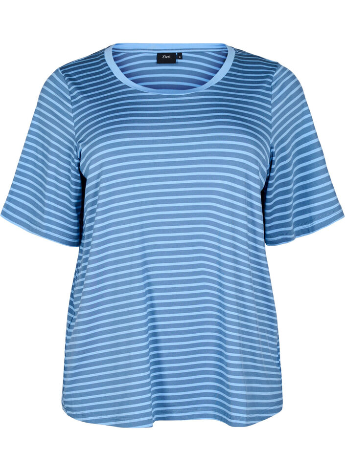 T-Shirt mit TENCEL™ Lyocell und Streifen, Blau, Packshot image number 0