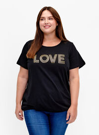 Baumwoll-T-Shirt mit Folien-Druck, Black W. Love, Model