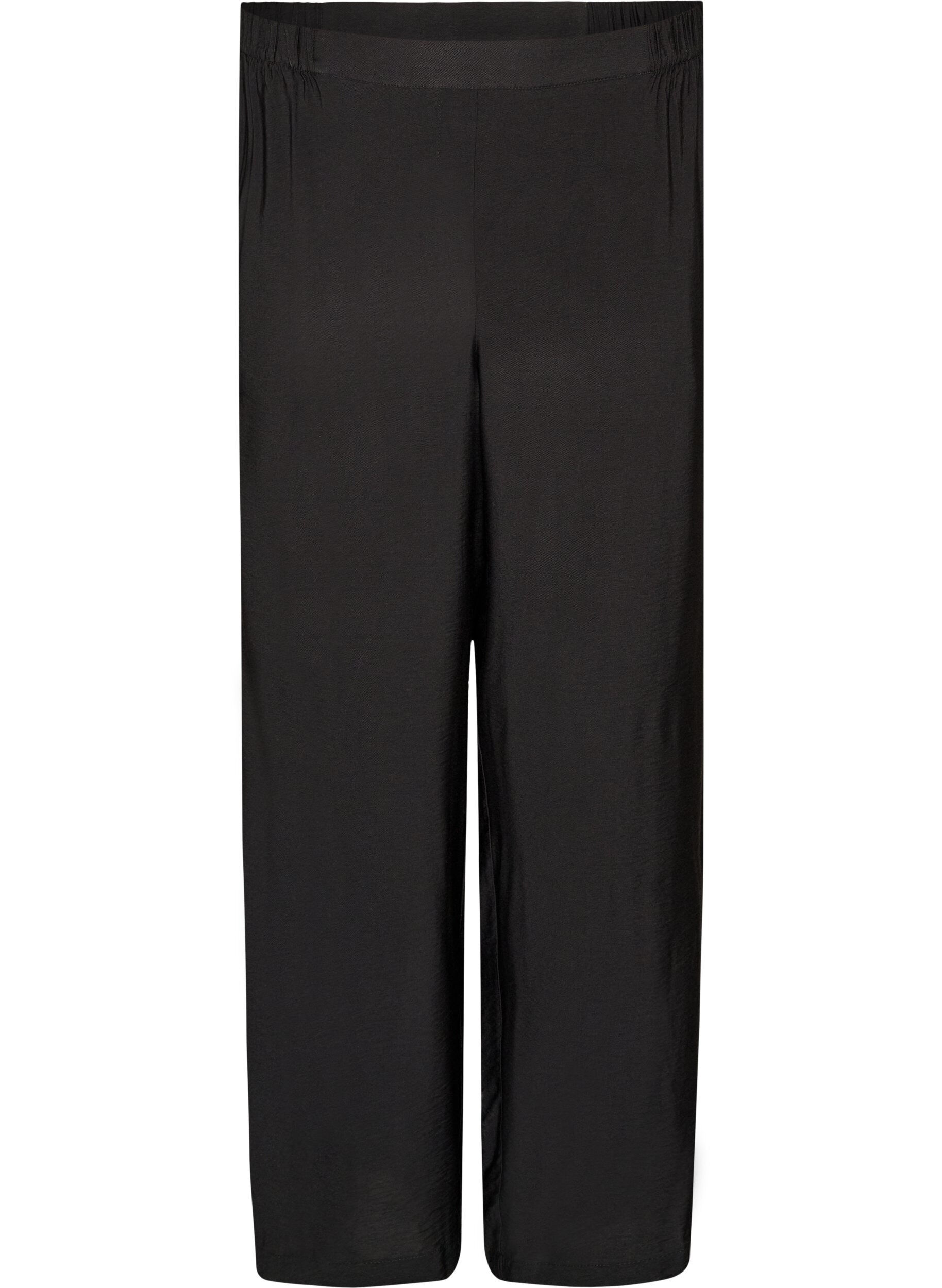 ZizziViskosehose mit elastischem Bund und geraden Beinen, Schwarz, Packshot image number 0
