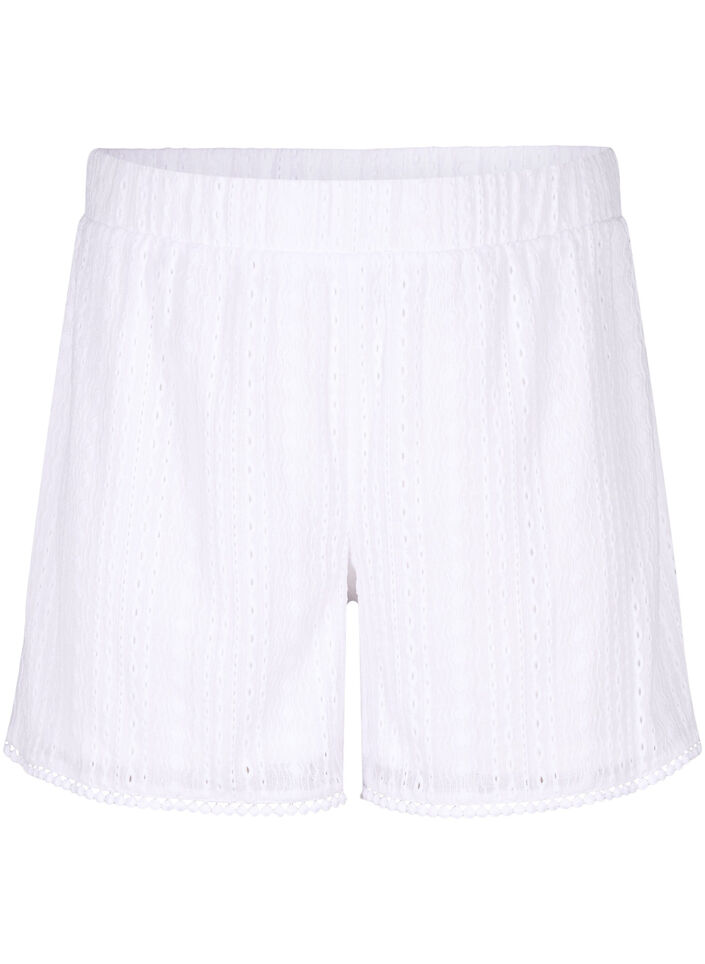 Kurze Hosen mit Strukturmuster, Bright White, Packshot image number 0