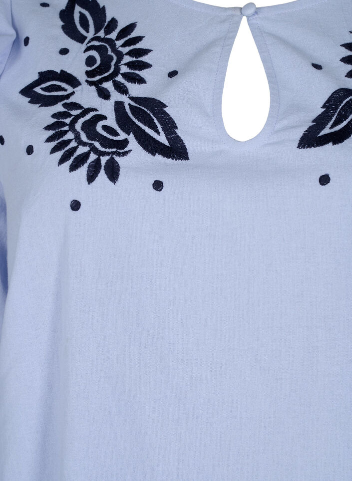 Baumwollbluse mit Stickerei und Rüschen, Blau, Packshot image number 2