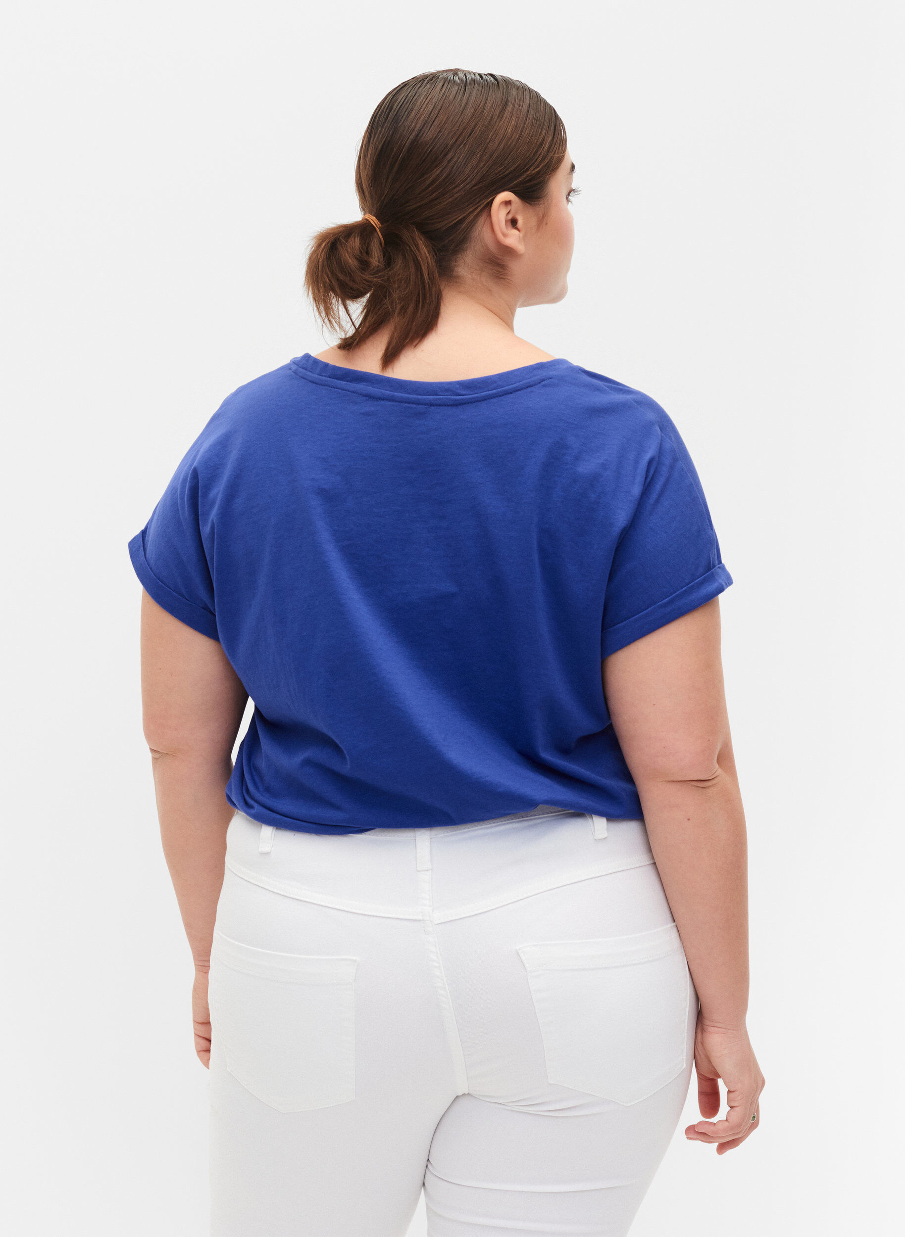 ZizziKurz&auml;rmeliges T-Shirt aus einer Baumwollmischung, Blau, Model image number 2