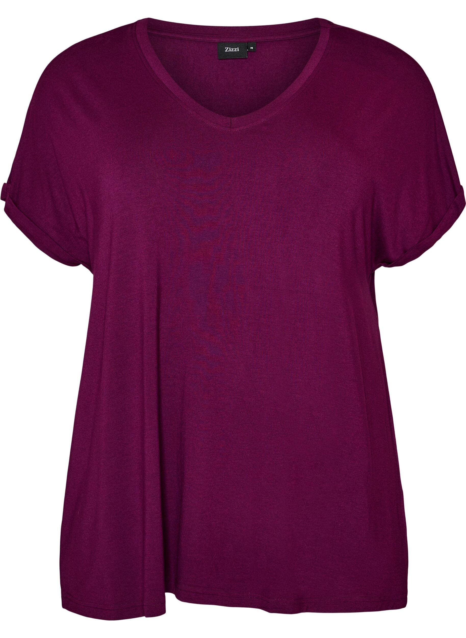 ZizziBasic T-Shirt aus Viskose mit V-Ausschnitt, Lila, Packshot image number 0