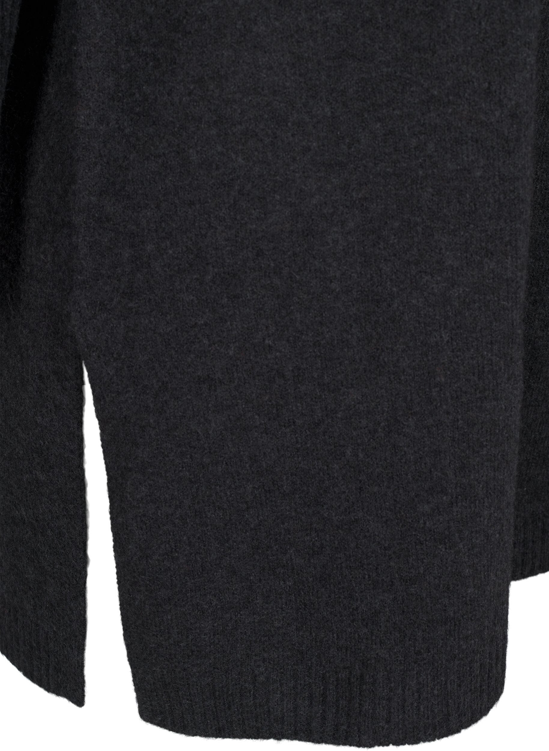 ZizziLange Strickbluse mit langen &Auml;rmeln, Dark Grey Melange, Packshot image number 3