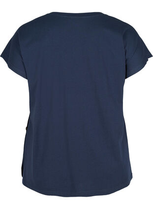 T-Shirt aus Baumwolle mit Knöpfen, Black Iris, Packshot image number 1