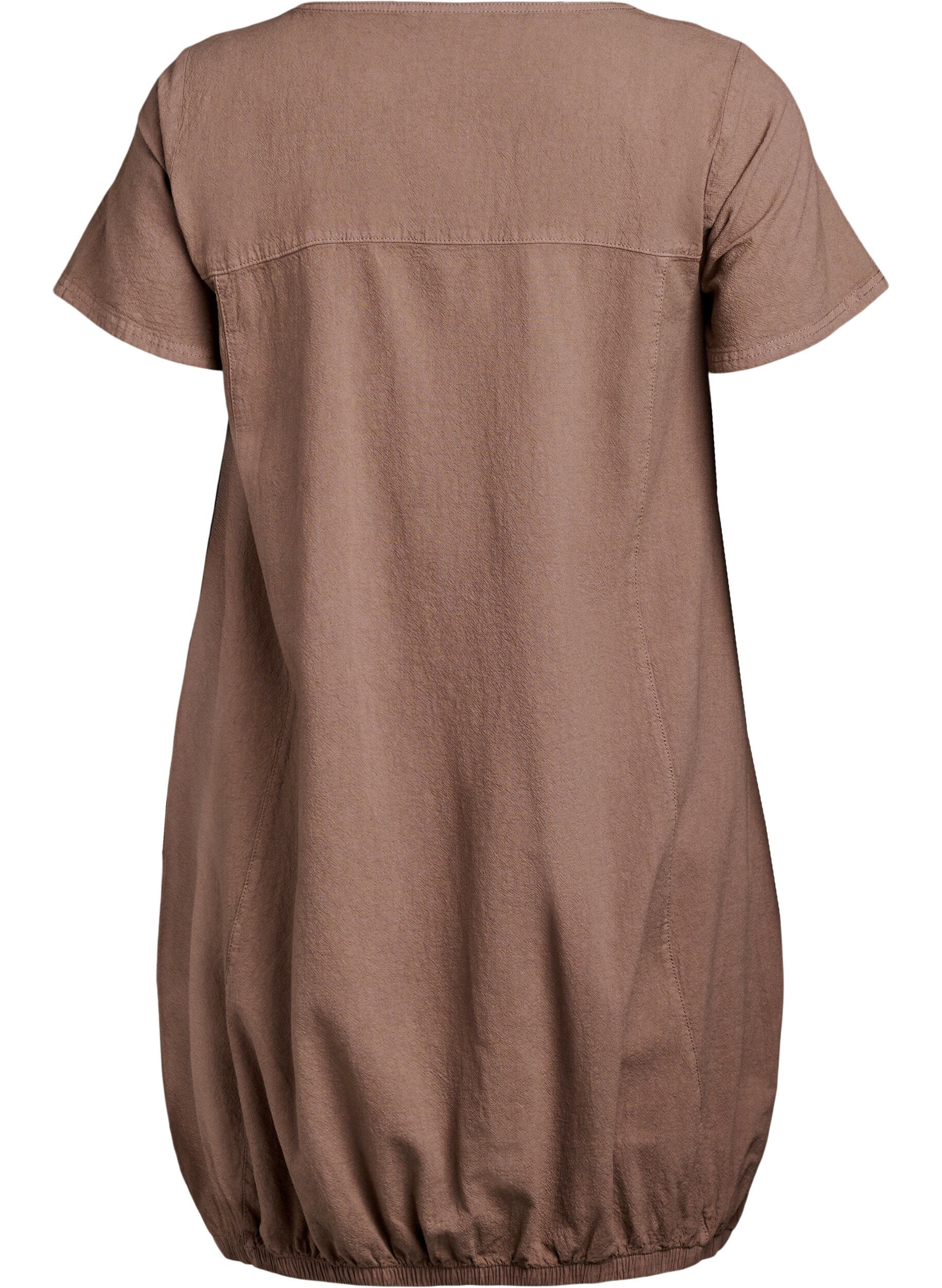 ZizziBaumwollkleid mit kurzen &Auml;rmeln, Braun, Packshot image number 1
