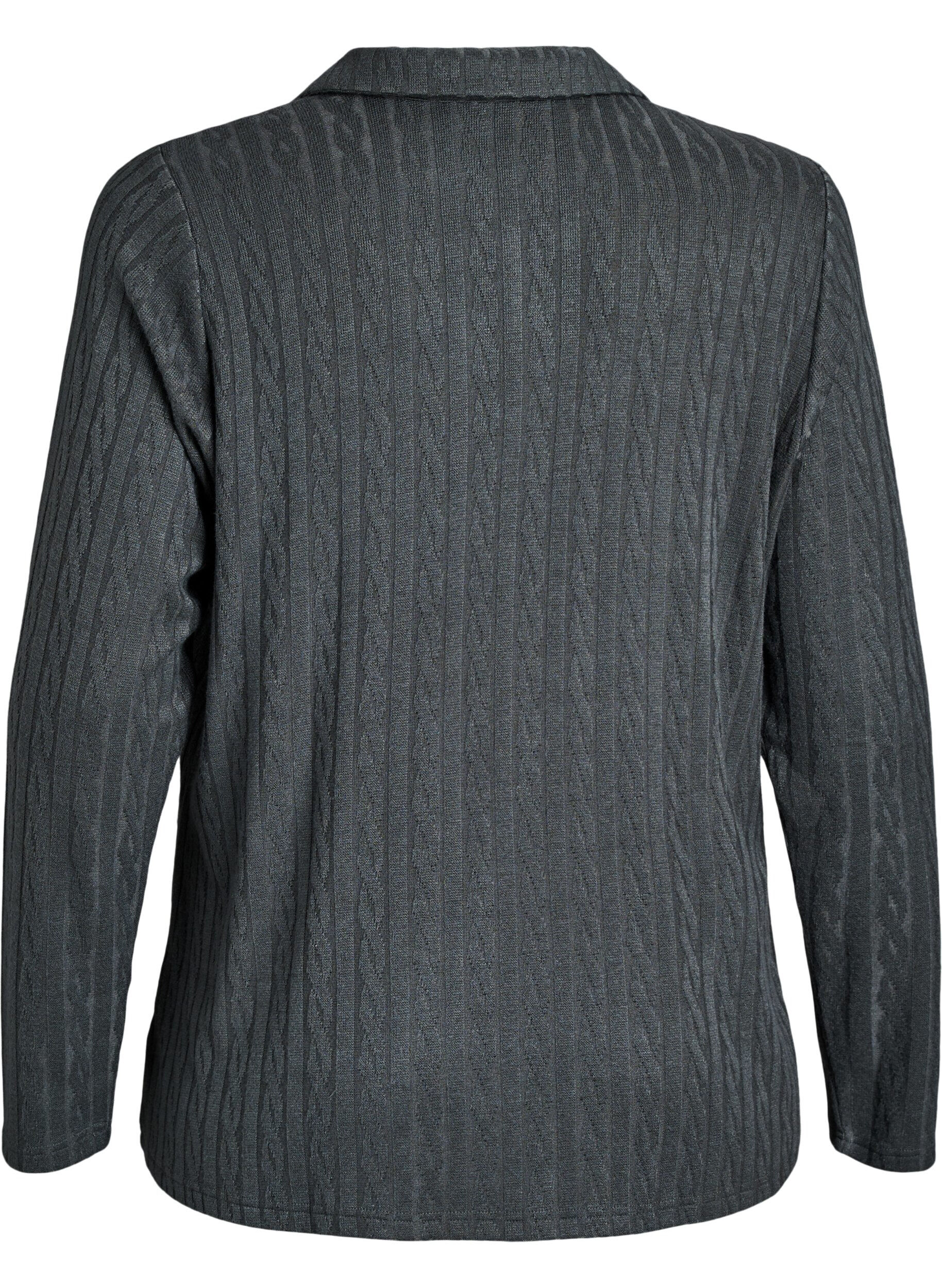 ZizziStrickbluse mit Kragen und Zopfmuster, Gr&uuml;n, Packshot image number 1