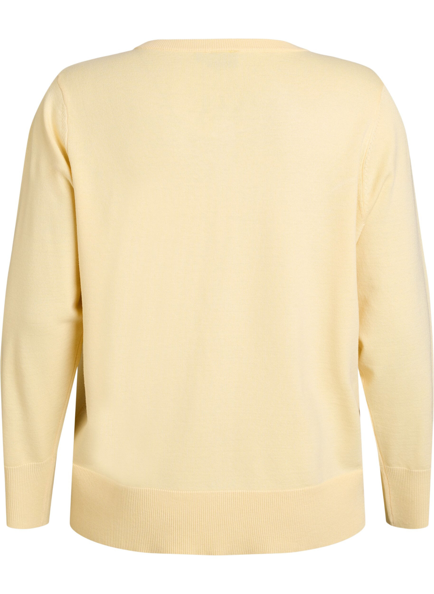 ZizziFeinstrick-Strickjacke mit Rundhalsausschnitt, Gelb, Packshot image number 1