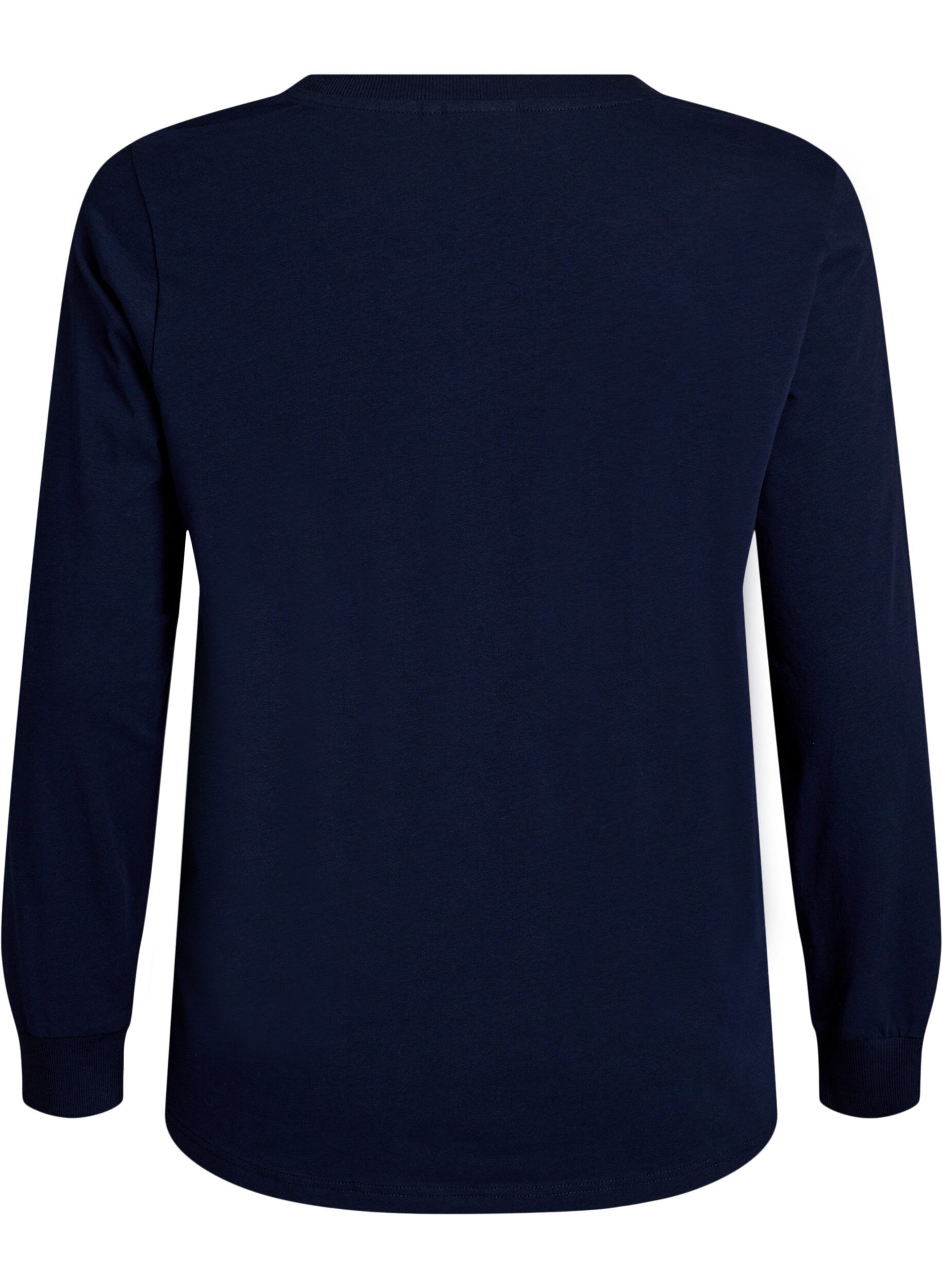 ZizziLang&auml;rmliges Pyjamaoberteil aus weichem Baumwolljersey, Blau, Packshot image number 1