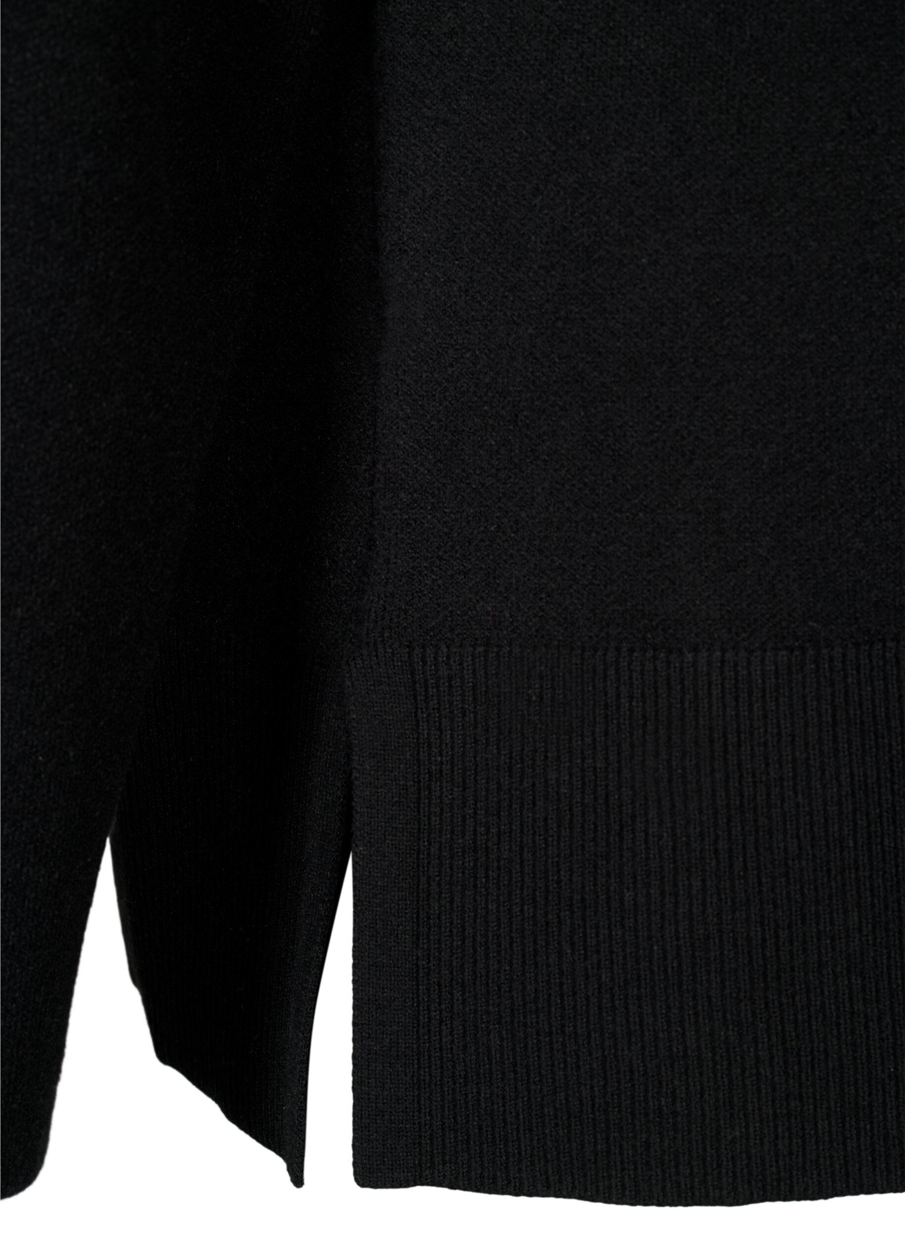 ZizziPullover aus Viskosemischung mit Seitenschlitz	, Black, Packshot image number 3